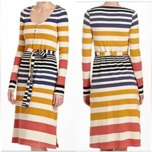 Saturday Sunday Anthropologie Riley Striped Shirt Cotton Dress L